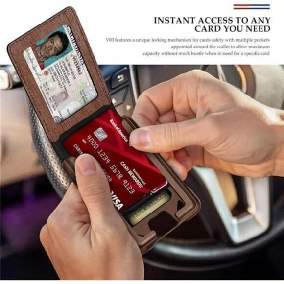 Mens Wallet Tactical Bifold Wallets for Men Metal RFID Blocking Aluminum Money - Picture 4 of 7